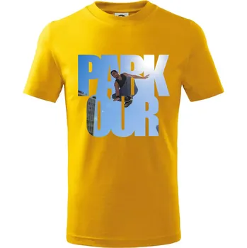 Chlapecké tričko Parkour nápis nebe - Tričko dětské bavlněné - 104-110cm / 3-4 roky ( Žlutá )