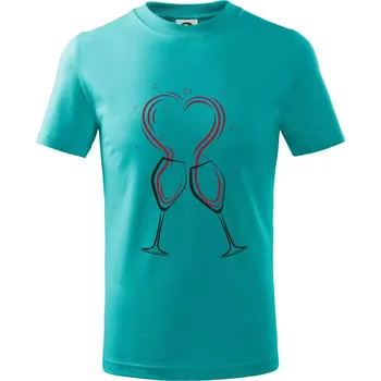Chlapecké tričko Víno je láska - srdíčka - Tričko dětské bavlněné - 98 cm / 2 roky ( Emerald )