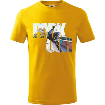 Chlapecké tričko Parkour nápis ve městě - Tričko dětské bavlněné - 104-110cm / 3-4 roky ( Žlutá )