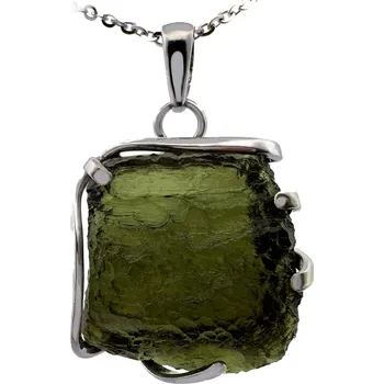 Přívěsek Stříbrný přívěsek s nebroušeným vltavínem P37 0223