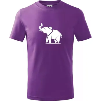 Origami slon z boku - Tričko dětské bavlněné - 122 cm/6 let ( Fialová )