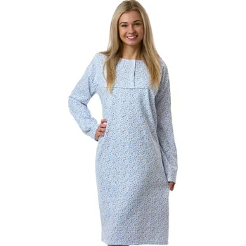 Dámská noční košile Dámská noční košile silná bavlna modré kytičky 1TB0151 bílá 2xl