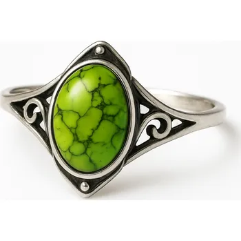 Prsten Stříbrný prsten tyrkys zelený Glanc - 53