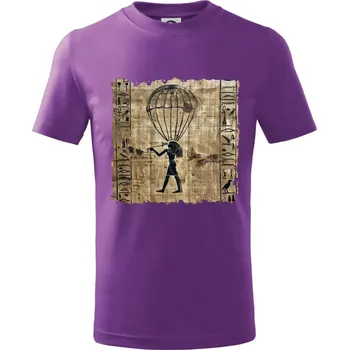 Chlapecké oblečení Egyptské hieroglyfy parašutista - Tričko dětské bavlněné - 98 cm / 2 roky ( Fialová )