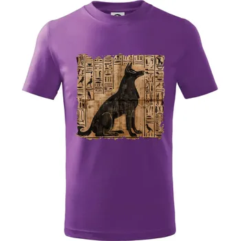 Egyptské hieroglyfy pes - Tričko dětské bavlněné - 158 cm/12 let ( Fialová )