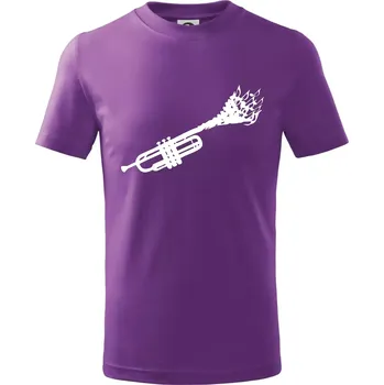 Trubka noty - Tričko dětské bavlněné - 146 cm/10 let ( Fialová )