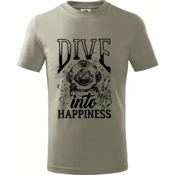 Chlapecké tričko Dive into happinness - Tričko dětské bavlněné - 98 cm / 2 roky ( Light khaki )