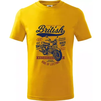 Chlapecké tričko British Motorcycle - Tričko dětské bavlněné - 104-110cm / 3-4 roky ( Žlutá )