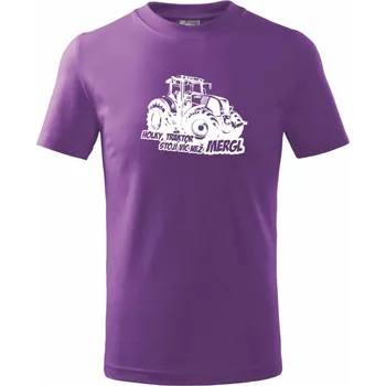 Holky, traktor stojí víc než mergl - Tričko dětské bavlněné - 134 cm/8 let ( Fialová )