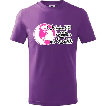Nejkrásnější holčička na světě - Tričko dětské bavlněné - 122 cm/6 let ( Fialová )