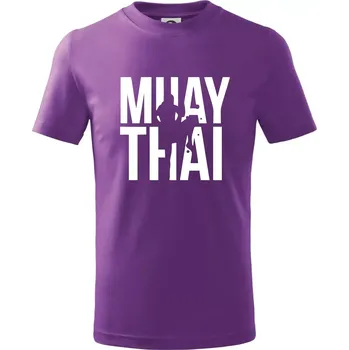 Nápis Muay Thai - Tričko dětské bavlněné - 158 cm/12 let ( Fialová )