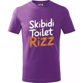 Skibidi Toilet Rizz nápis - Tričko dětské bavlněné - 134 cm/8 let ( Fialová )