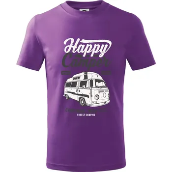 Chlapecké tričko Happy Camper - Tričko dětské bavlněné - 98 cm / 2 roky ( Fialová )
