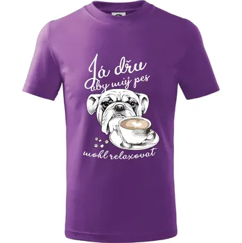 Boxer - Já dřu, aby můj pes mohl relaxovat - Tričko dětské bavlněné - 146 cm/10 let ( Fialová )