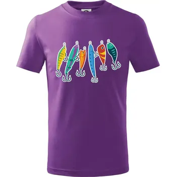 Rybářské návnady - Tričko dětské bavlněné - 146 cm/10 let ( Fialová )