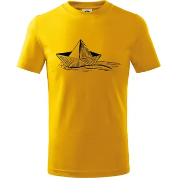 Chlapecké tričko Letní romance - papírová loďka - Tričko dětské bavlněné - 158 cm/12 let ( Žlutá )