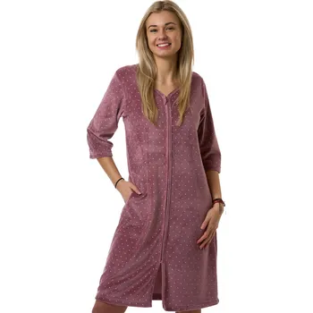 Dámský župan Dámský župan na zip z luxusního sametu, welur, starorůžová tmavá - hřejivý 1TB0148 vínová m
