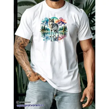 Dámské tričko Trička s potiskem Tričko s potiskem, VLK v horách, 1 ks zvolte VELIKOST textilu ZDE:: L- velikost typ Beagle