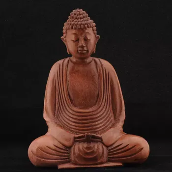 Soška Buddhy 20 cm – dřevořezba, meditace a Dhyan mudra