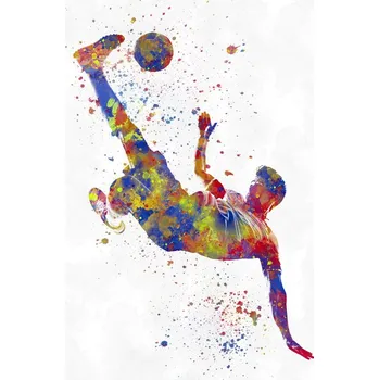 Plakát Plakát, Obraz - Soccer player in watercolor