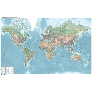 Plakát, Obraz - Mercatorova mapa světa (fyzická, politická, populace) – Janwillemvanaalst
