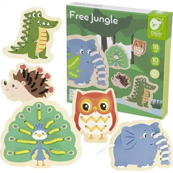 Dřevěná hračka Classic World Dřevěná navlékací zvířátka