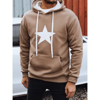 Pánská móda Dstreet Pánská mikina s kapucí a hvězdou BX5928 Barva: Světle Hnědá, Velikost: M