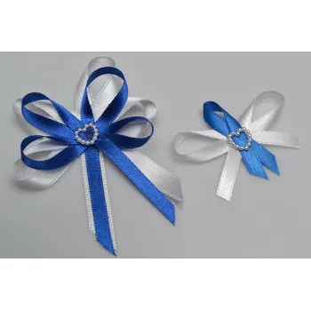 Svatební dekorace Svatební vývazek s perleťovým srdíčkem - královská modř - malý