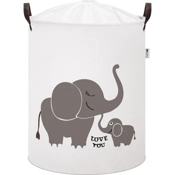 Hračka pro nejmenší SIPO Koš na hračky bavlněný uzavíratelný 43 l Elephants