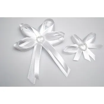 Svatební dekorace Svatební vývazek s perleťovým srdíčkem - bílá - malý