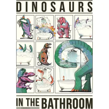 Plakát Plakát, Obraz - Dinosaurs in the Bathroom