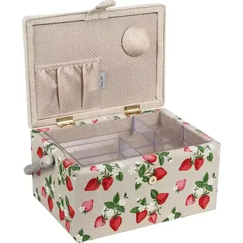 Organizér galanterie Střední košík na šití, pletení a háčkování - Jahůdky (Medium Sewing Box Strawberry )