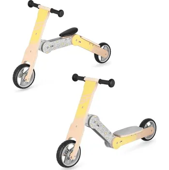 Horské kolo Dřevěné dětské odrážedlo a koloběžka v jednom Spokey WOO-RIDE MULTI, žluté