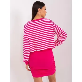 Fuchsiově-bílý basic komplet se zvrásněnými šaty