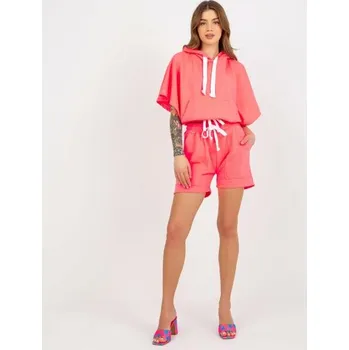 Fluo růžový letní basic teplákový komplet s kraťasy