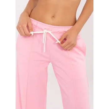 Světle růžové teplákové kalhoty s prošíváním