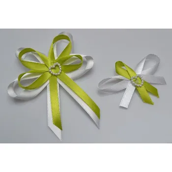 Svatební dekorace Svatební vývazek s perleťovým srdíčkem - světle zelená - malý