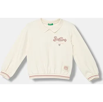 Chlapecká mikina Dětská mikina United Colors of Benetton béžová barva, s aplikací, 32N4G10KJ 32N4G10KJ.P.seasonal 01X, vel. 90