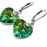 OceloveSperky1 Dámské náušnice z chirurgické oceli zelené srdce krystal dárkové balení zdarma