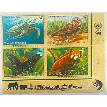 Poštovní známka Čtyřblok známek - Nations Unies - Fauna