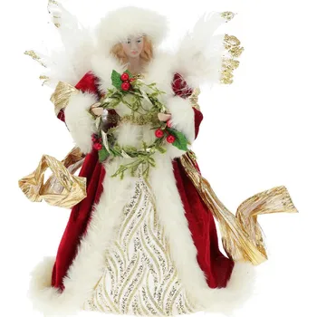 Vánoční ozdoba Koopman International Figurka anděla ozdoba 33 cm červená/zlatá