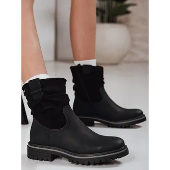 Dámské kozačky Dstreet Dámské kotníkové boty semišové ZY1277 Barva: Černá, Velikost: 36