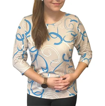 Dámská halenka Halenka Pratto béžová s modro-bílým vzorem velikost pratto: 46