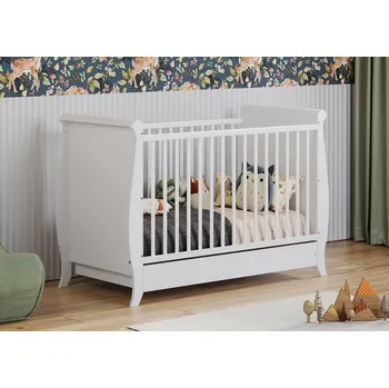 Dětská postýlka Dětská postýlka bílá "Míša" se zásuvkou – elegance a funkčnost Druh matrace: pěnová matrace 60x120x6cm +599kč