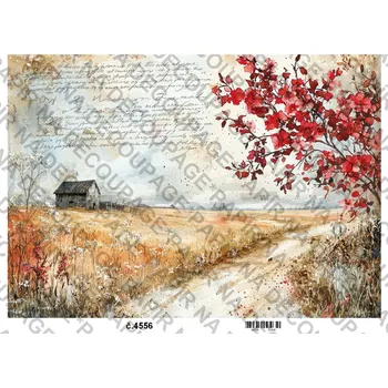 Umělecký papír Rýžový a soft papír na decoupage - Zimní vintage - KB4556 Materiál: Soft, Rozměr: A4