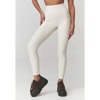 Dámské kalhoty Makadamia Dámské žebrované legíny C30 Barva: Béžová, Velikost: XL