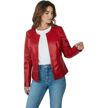 New Collection Dámská koženková bunda KIKY Barva: Červená, Velikost: 2XL