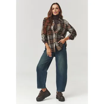 Dámská móda Makadamia Dámská kostkovaná košile C6 Velikost: ONE SIZE, Barva (Varianta): 1