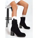 Dstreet Dámské kotníkové boty semišové na podpatku ZY1222 Barva: Černá, Velikost: 38