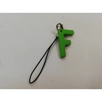 Přívěsek Fimo přívěsek na mobil - písmeno "F" zelený